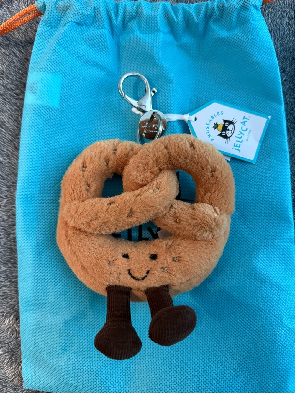 NWT Jellycat amusables pretzel bag charm